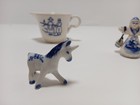 Delft Blue Style Porcelain Unicorn Windmill Milkmaid Mini Figurines Lot 6 Vtg