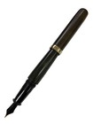 Ohashido Sendai Handmade Ebonite Fountain Pen 14k Gold Nib Brown Gold Trim