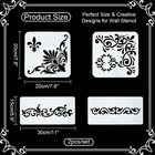 Infunly 4pcs Corner Stencils For Painting Vintage Flower Border Stencil Large Sq