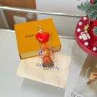 Red Heart Swing Flower Doll Bag Charm Pu Leather Keychain Purse Decor Gift