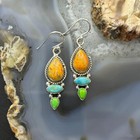 Sterling Silver Southwestern Style Multistone Dangle Earrings For Women  2