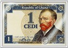 Wheat Field With Cypresses Silver Foil 1 Cedi Ghana 2026