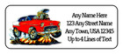 1955 Chevy Funny Car Red   White 60 Glossy Photo Quality Return Address Labels