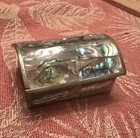 Alpaca Silver Inlaid Abalone Mother Of Pearl Mexican Trinket Box