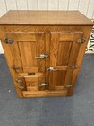 66599 Antique  Cold Air Oak Tin Lined Ice Box Refrigerator Chest