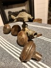 Vintage Turtle Faucet Handle   4 Antique Brass bronze Knobs Hardware Lot