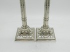 19th Century Large Pair Of Silver Plated Column Candlesticks Antique Sheffield