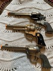 Vtg Roy Rogers Texan 2 Leather Belt Holsters   3 Cap Toy Guns Lot Read Issues  
