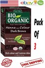 3x Indus Valley Bio Organic Henna Hair Color Dark Brown 100g Each Free Ship