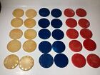 Vintage 30 Poker Chips 10 Butterscotch  10 Red  10 Blue  Swirl Vintage 1 5   