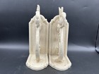 Vtg Pair Of Cast Iron Rose Scroll Bookends Cream-cottage Decor 8 5   x4 5   x3 1 4   