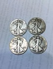 Two 1942 And Two 1943 Liberty Walking Half Dollar Silver Coins Lot Of 4 Look  