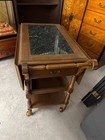 Vintage Drop-leaf Tea Cart   Bar Cart With Stone Top