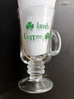 Vintage  Irish Coffee Glass Mug Footed With Shamrocks St  Patricks