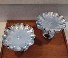 Pair Of Vintage Krome-kraft Farber Bros Stemmed Pedestal Dishes