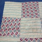 Vintage Cutter Quilt Piece 20 1 2  X 21  Hand Stitched Blue Red Green