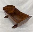 Vintage Primitive Style Solid Wood Doll Rocking Cradle Bed Crib Planter Box 21   l