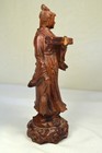 Vintage Hand Carved Wood Chinese Figurine Of Woman 7  Damaged