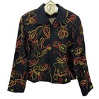 Vintage Abstract Silk Embroidered Jacket S Art Teacher Wearable Art Maximalism