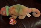Reduced   Rare  Ty Beanie Baby Collection Rainbow Chameleon Dob 10-14-97 Error