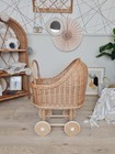 Wicker Doll Cart Natural  Wooden Doll Stroller 3-5 Years