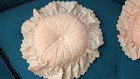 3 Vintage Peach Eyelet Bed Toss  Pillows Heart-shaped  Round Decorative 
