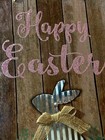 Happy Easter Decor Bunny Wall Sign 13 25 X 9 5 Wooden Tin