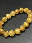 Natural Gold Rutilated Quartz   Beads Wealthy Bracelet  Aaaaa