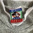 Vintage Disney Mickey Minnie Kids Sweater 4t   5t Gray Pink Hearts 90s Made Usa