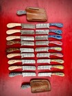 Lot Of 20 6 Inch Handmade Damascus Steel Bull Cutter Skinner Knife W sheath