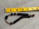 Vintage Greek Komboloi Worry Beads- Black Beads On Leather Cord 1970s