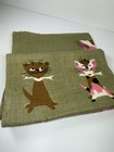 Vintage Mcm Tammis Keefe Cat Tea Towel Mid Century Linen Feline Genetics