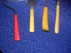  r Bakelite Or Catalin Flatware   Kitchen Tool Lot -4 Pc Butterscotch   Red
