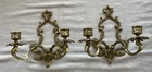 Vintage Brass Heavy Ornate Hollywood Regency Pair Of Candle Sconces