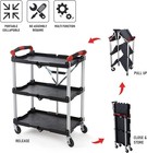 Portable Folding Service Cart  3 Tier Folding Utility Cart  Collapsible Cart
