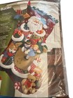 Bucilla Plaid Patchwork Santa 18   Felt Christmas Stocking Kit  86202 2010   New
