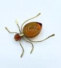 Vintage Gold-tone   Baltic Amber Spider Pin