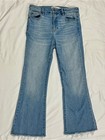 Light Wash Cropped Kick Flare Jeans Raw Hem High Rise 29