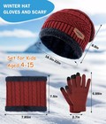 Kids Winter Hat Scarf touchscreen Gloves Set knitted Beanie With Fleece Lining 