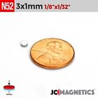 3mm X 1mm 1 8 x1 32  N52 Strong Rare Earth Neodymium Crafts Magnet Disc 3x1mm
