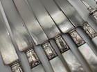 12 Piece Antique Set Mother Of Pearl Handle Knives   Forks Sterling Silver Bands