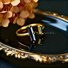 Natural Black Onyx Bar Sterling Silver Ring Minimalist Healing Women Gift