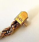       14k Yellow Gold Signed Rope Bracelet 5 3g Unisex 8-1 4   l Safety Catch Preownd