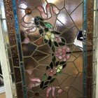 Vintage Stained Glass Window Panel For Repair 21x31    Frame  24x34   