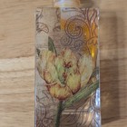 Decorative Glass Perfume Bottle Floral Flower Design Round Stopper 6 In Tall