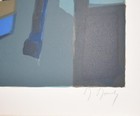 Look Original 1980 Mouly Signed Color Lithograph  the Interior Blue  Limited Coa