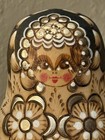 Vintage Matryoshka Russian Nesting Dolls Set Of 5 Wood Burning Gold Accents