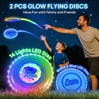 2 Pack Led Light Up Flying Discs Rechargeable Glow Outdoor Frisbee Set