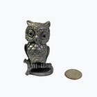 Vintage Rb Pewter Owl Figurine Small Metal Bird On Branch Mini Shadow Box Decor