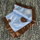 Vitamins Baby Lovey Security Blanket Blue Brown Large Polka Dot New